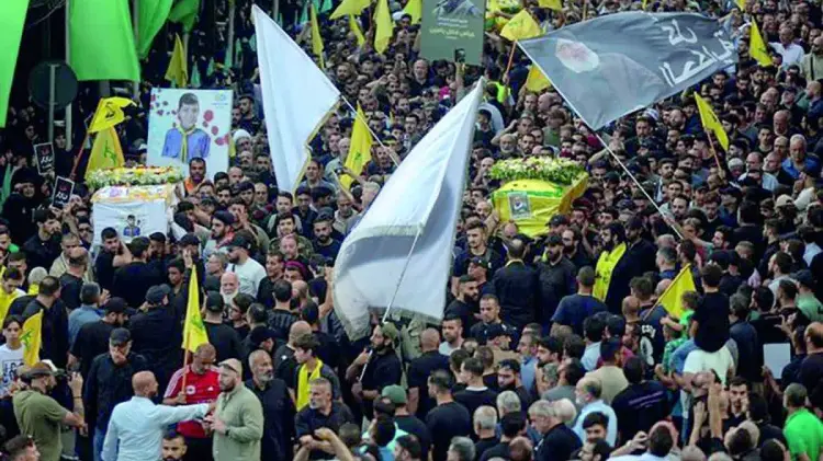 Funeral en Beirut de una de las víctimas de las explosiones de dispositivos de comunicación.