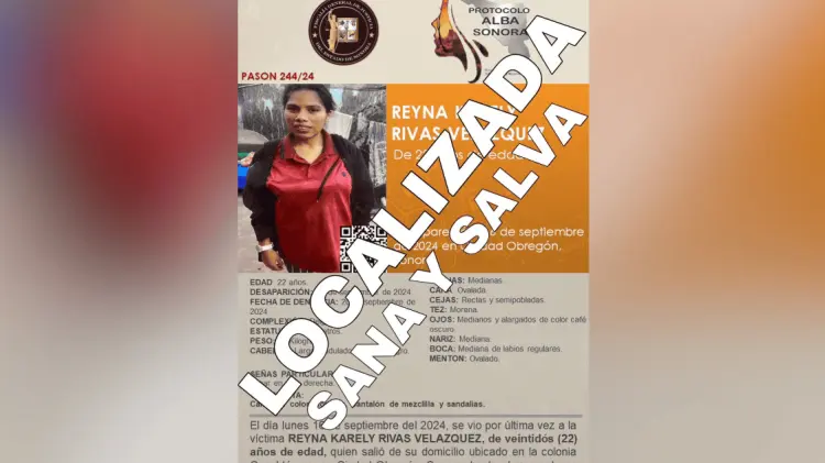 Reyna ya fue encontrada sana y salva. (Foto: Especial)