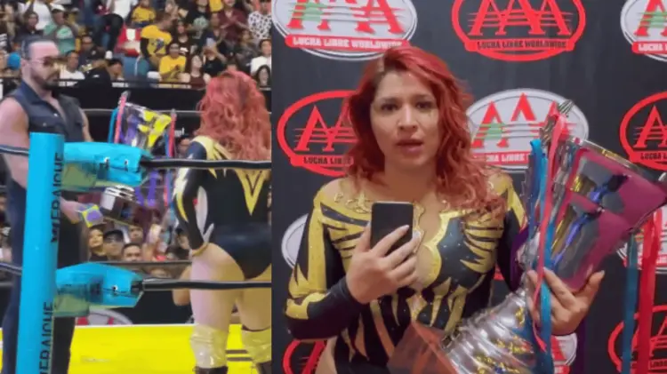 La gladiadora expresó su descontento con el exluchador. (Fotos: Captura de video)