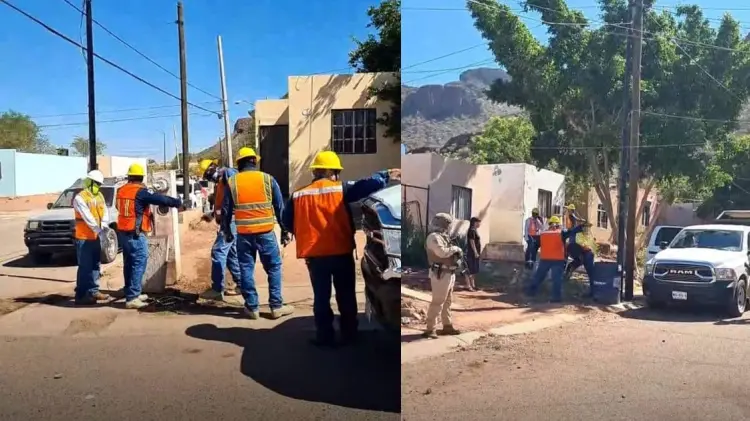 Personal de la CFE acudió a realizar los cortes acompañados de militares. (Foto: Especial)