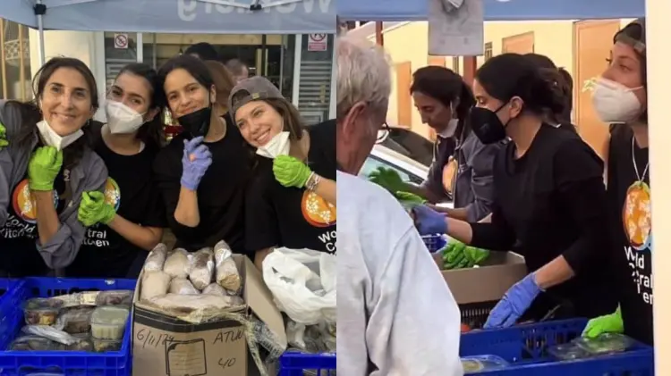 Varias fotos han circulado de la cantante trabajando con el equipo de voluntarios. (Fotos: Redes)