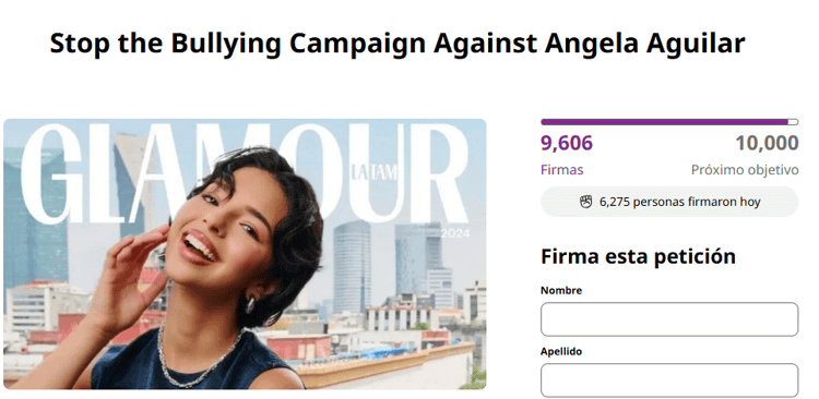 Reúnen firmas para detener el bullying a Ángela Aguilar