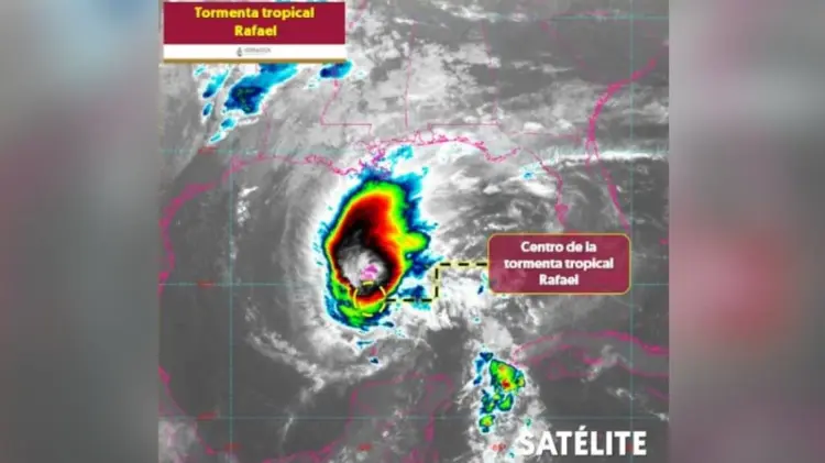 Conagua informó sobre el desarrollo de Rafael al sur de México. (Imagen: @conagua_clima)