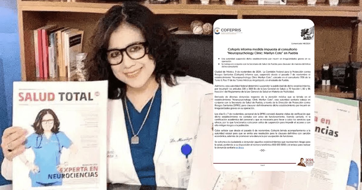 Cofepris denuncia a Marilyn Cote y busca clausura definitiva de su clínica