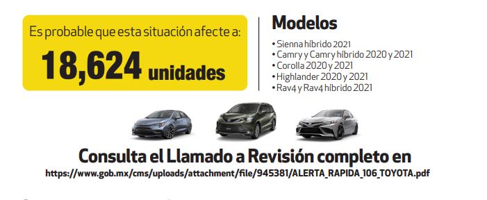 Profeco llama a revisión de vehículos Toyota por posible falla