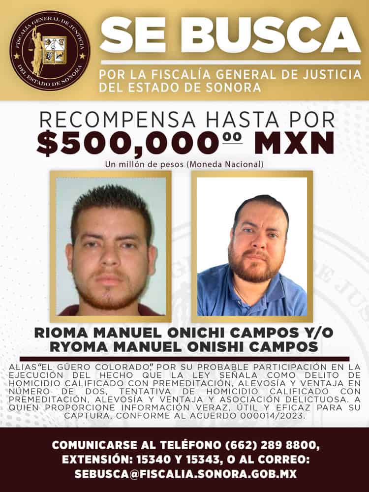 Buscan a El Güero Colorado y El Chinola por homicidio; ofrecen recompensa