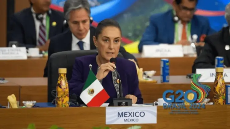 La presidenta de México propuso ante miembros del G20 crear un fondo mundial para reforestación.
