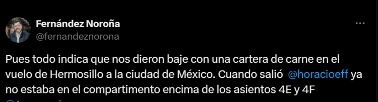 Fernández Noroña denuncia presunto robo en vuelo Hermosillo-CDMX
