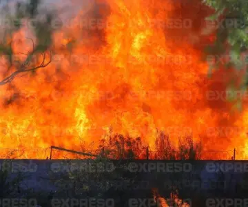 Bomberos combaten fuerte incendio en una tarimera al norte de Hermosillo