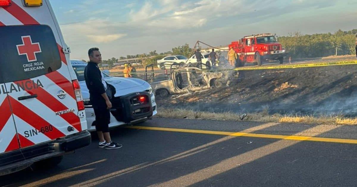 Camioneta de Guardia Nacional vuelca y se incendia; hay un muerto y 6 heridos