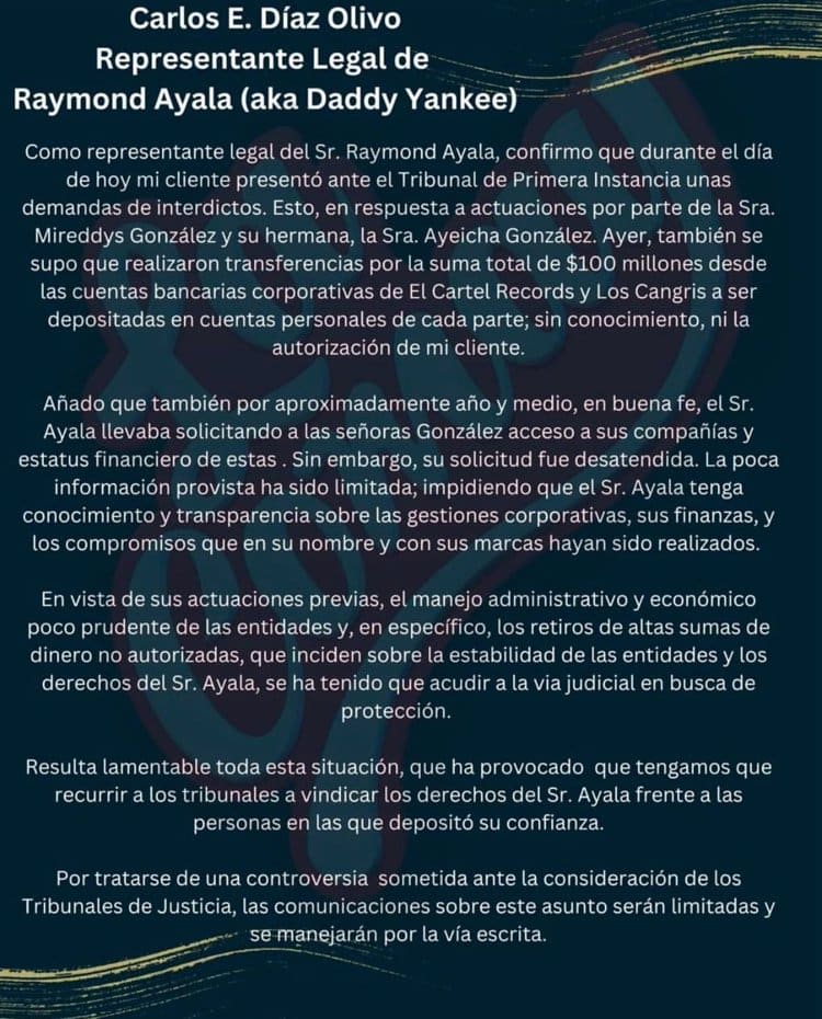 Daddy Yankee demanda a su esposa y acusa manejo irregular de su dinero