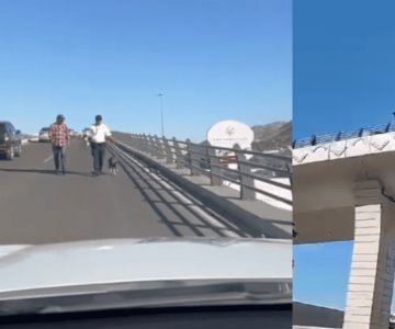 VIDEO | Rescatan a perrito en riesgo de caída en puente de Hermosillo