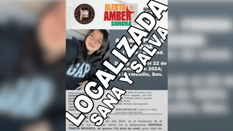 Adriana salió de su casa en Hermosillo y fue hallada en Huatabampo. (Foto: Cortesía)