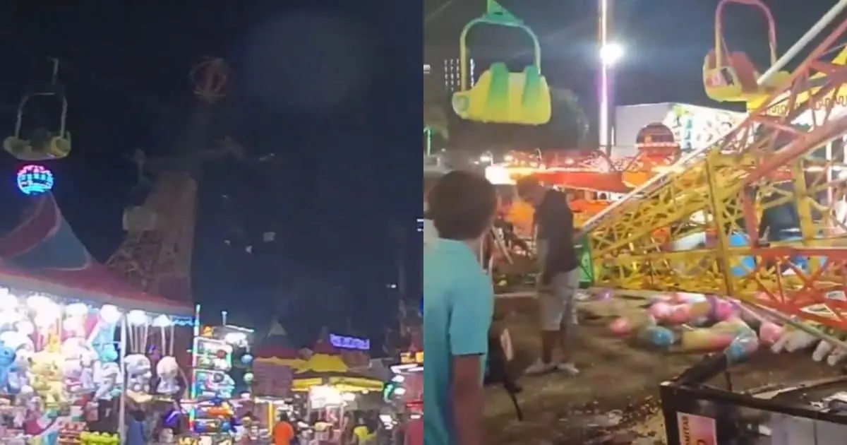 Se desploma juego mecánico en feria de Acapulco; reportaron dos heridos