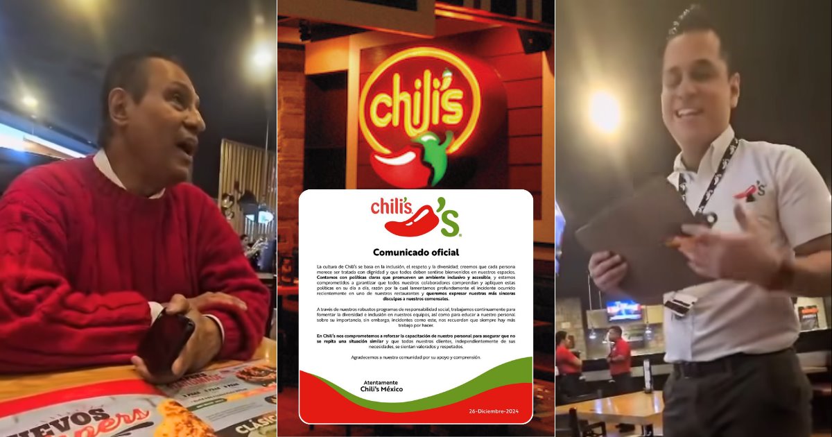 Restaurante Chilis discrimina a comensal y la empresa responde a polémica