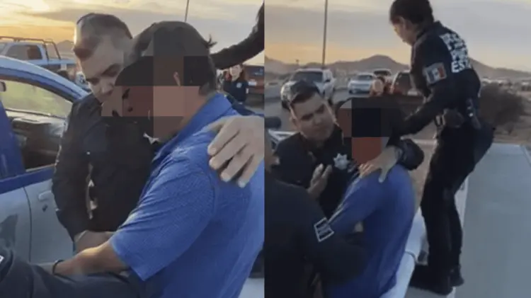 Un oficial aprovechó un momento de distracción del hombre para sujetarlo y evitar que cayera.