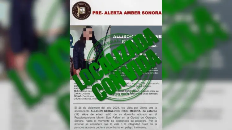 La menor abandonó su casa voluntariamente en compañía de una amiga. (Foto: FGJE de Sonora)