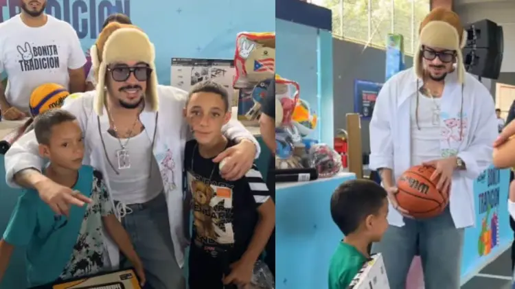 Bad Bunny entregó regalos en el barrio Almirante Sur, en Vega Baja. (Foto: Capturas de video)