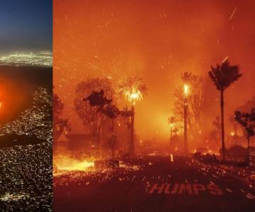 Fuerte incendio forestal azota Los Ángeles; evacúan a 30 mil personas