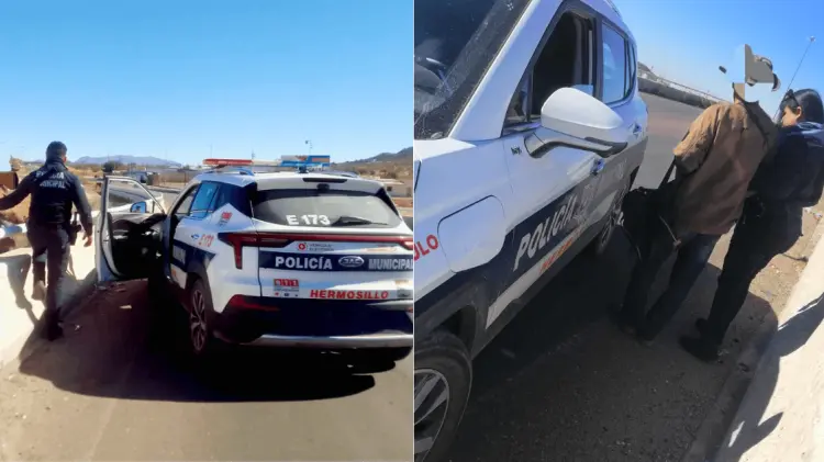 Los agentes persuadieron al hombre de desistir en su intento de arrojarse. (Foto: Policía HMO)