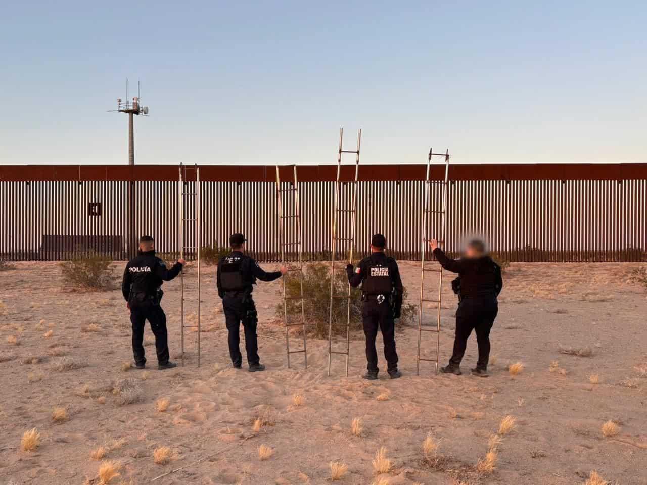 Aseguran 12 escaleras utilizadas para el cruce ilegal en la frontera