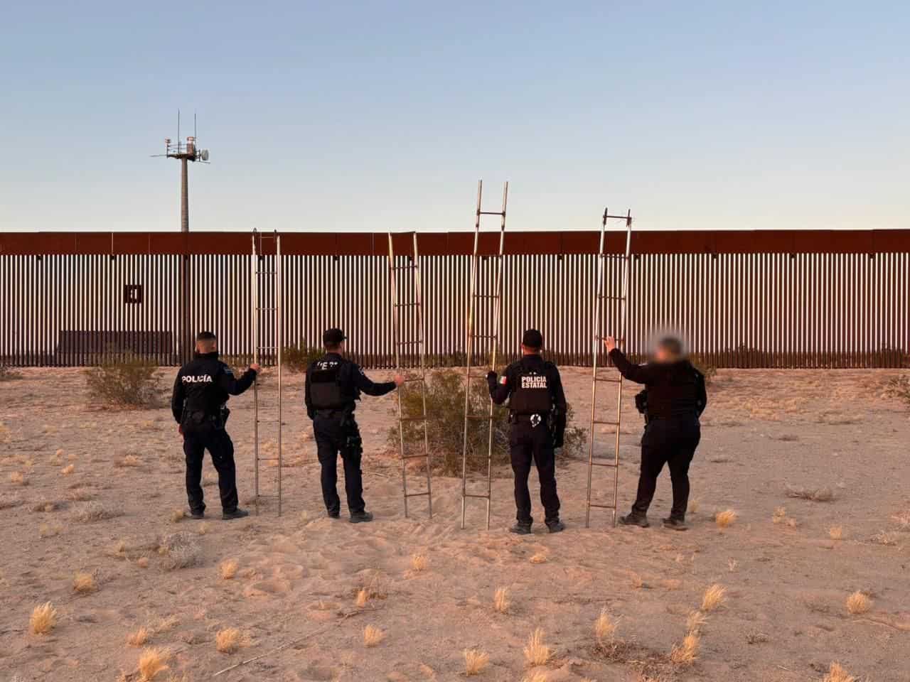 Aseguran 12 escaleras utilizadas para el cruce ilegal en la frontera