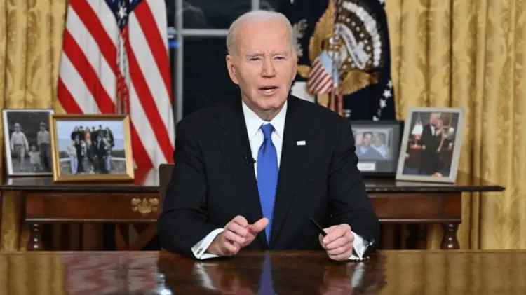 Joe Biden se dirigió a los estadounidenses antes de dejar la Casa Blanca. (Foto: Agencia Reforma)
