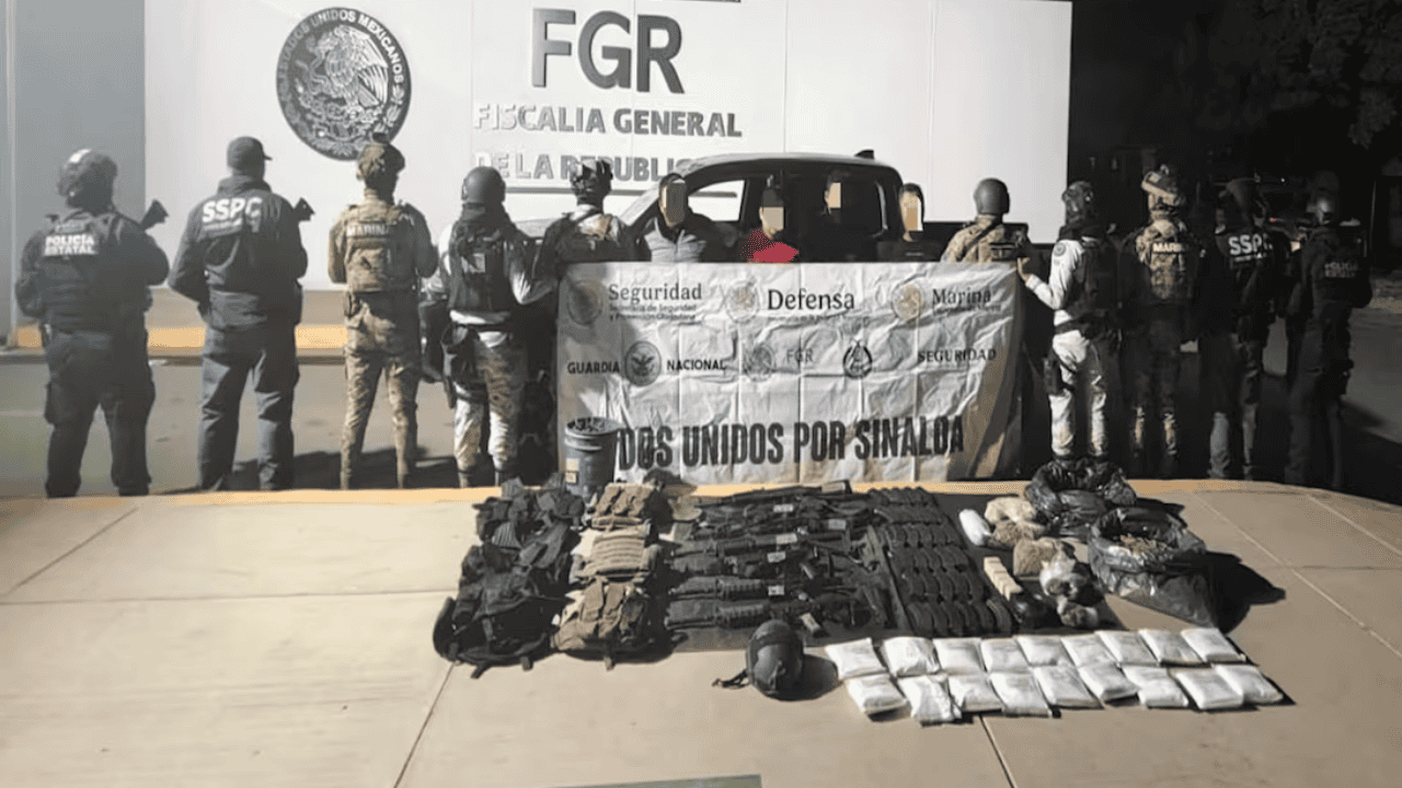 Aseguran arsenal y vehículos tras operativo en Sinaloa; hay siete detenidos