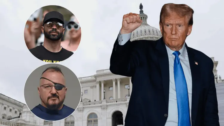 Enrique Tarrio y Stewart Rhodes salieron de prisión tras el indulto presidencial. (Foto: Especial)