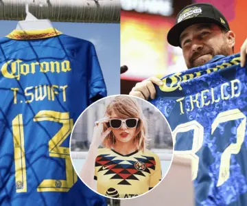 ¿Taylor Swift americanista? Regalan a Travis Kelce jersey de las Águilas