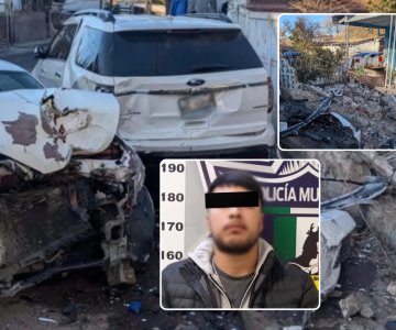 Arrestan a conductor ebrio tras estrellarse contra vehículos estacionados
