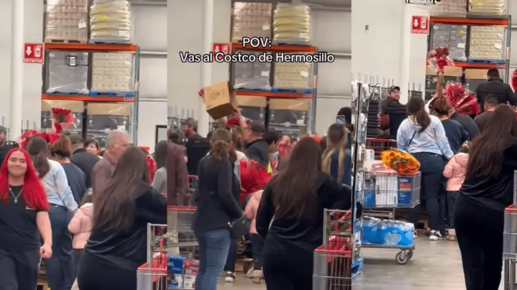 Las flores fueron el nuevo objeto de empujones y gritos en Costco de Hermosillo. (Foto: Cortesía)