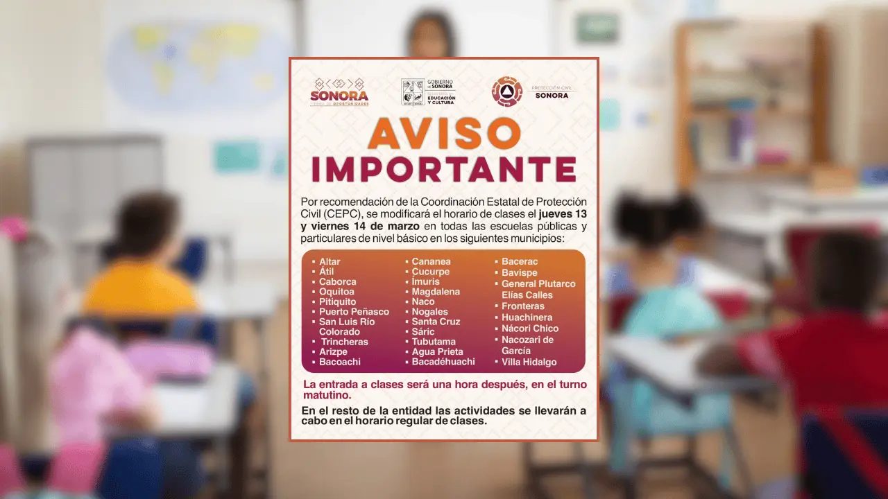 Modifican horario de clases en Sonora por frente frío 34