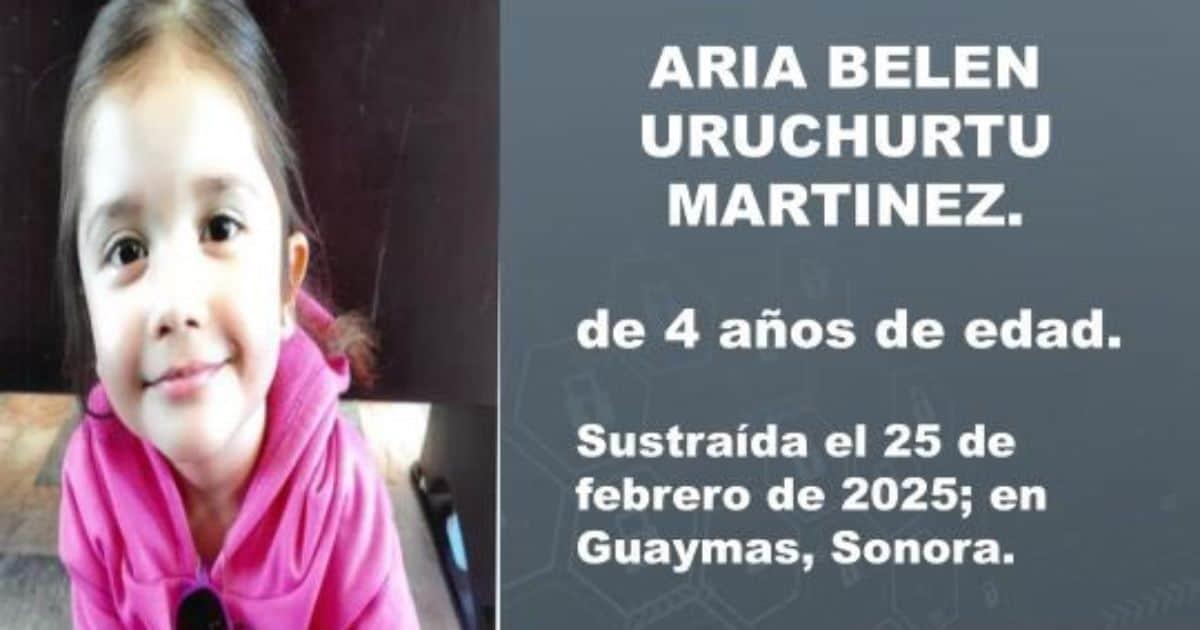 Buscan a Aria Belén Uruchurtu Martínez, menor de 4 años desaparecida