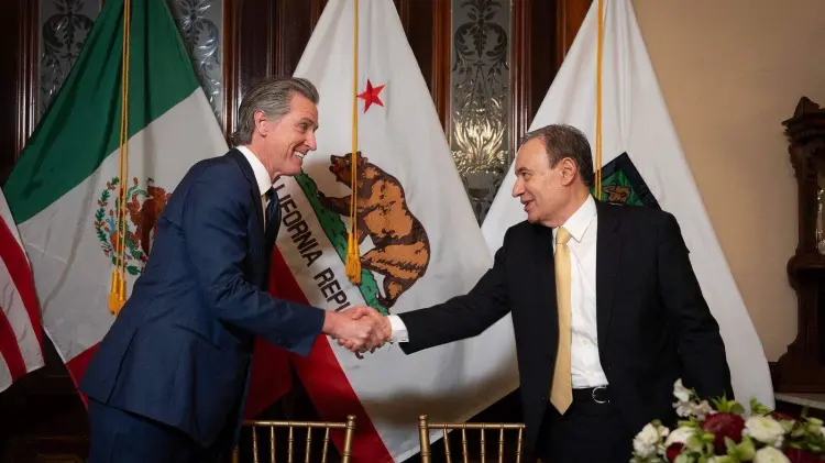 Gobernador Durazo y Gobernador Newsom. (Especial/EXPRESO)