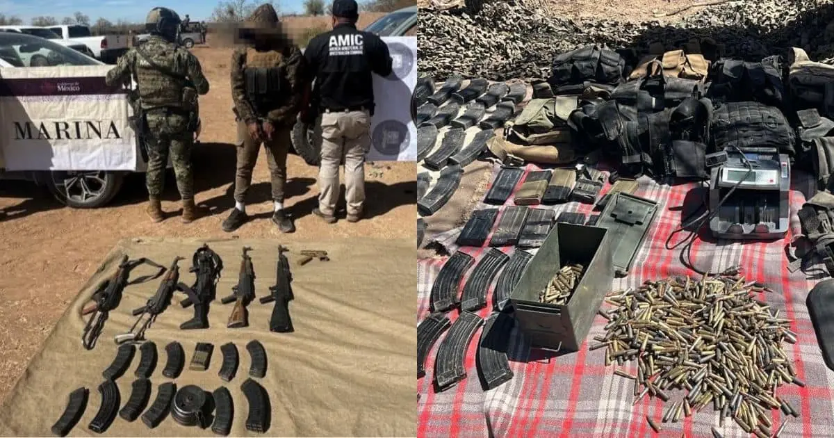 Detienen a sujeto y aseguran fuerte armamento en operativo en Trincheras