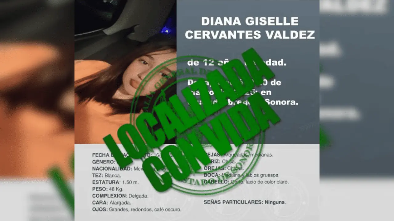 Localizan sana y salva a Diana Giselle; desactivan Alerta Amber