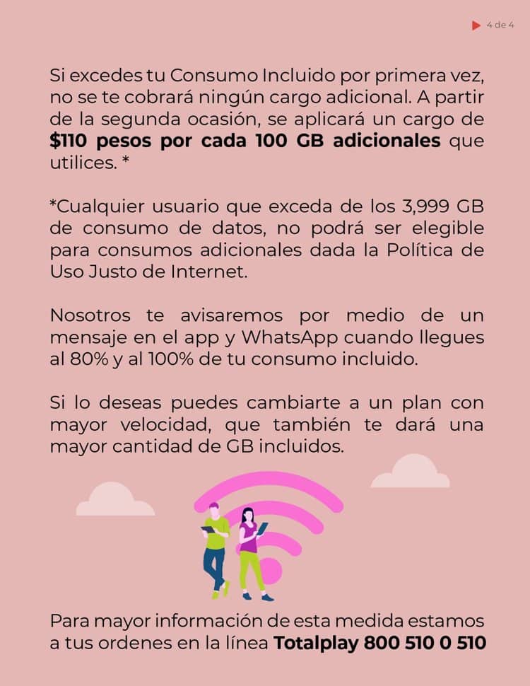 Totalplay recula: no aplicará cobro extra por consumo de datos