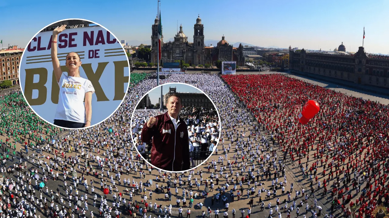 Encabeza Sheinbaum Clase Nacional de Boxeo en el Zócalo de CDMX