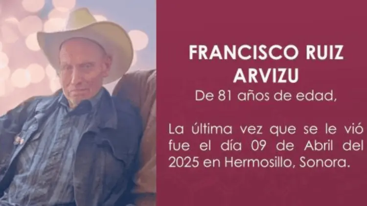 Francisco Ruiz Arvizu desapareció el 9 de abril en Hermosillo. (Foto: Especial/Cortesía)
