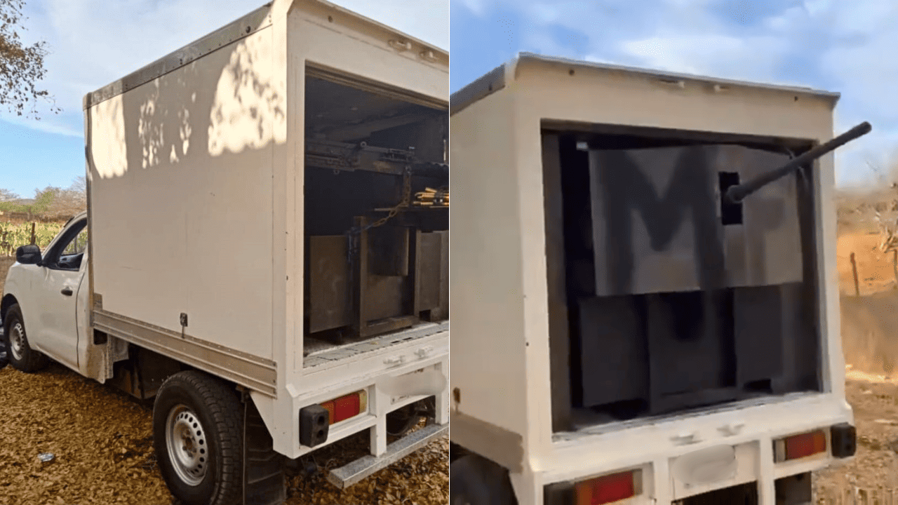 Hallan ametralladora calibre .50 oculta en camioneta repartidora