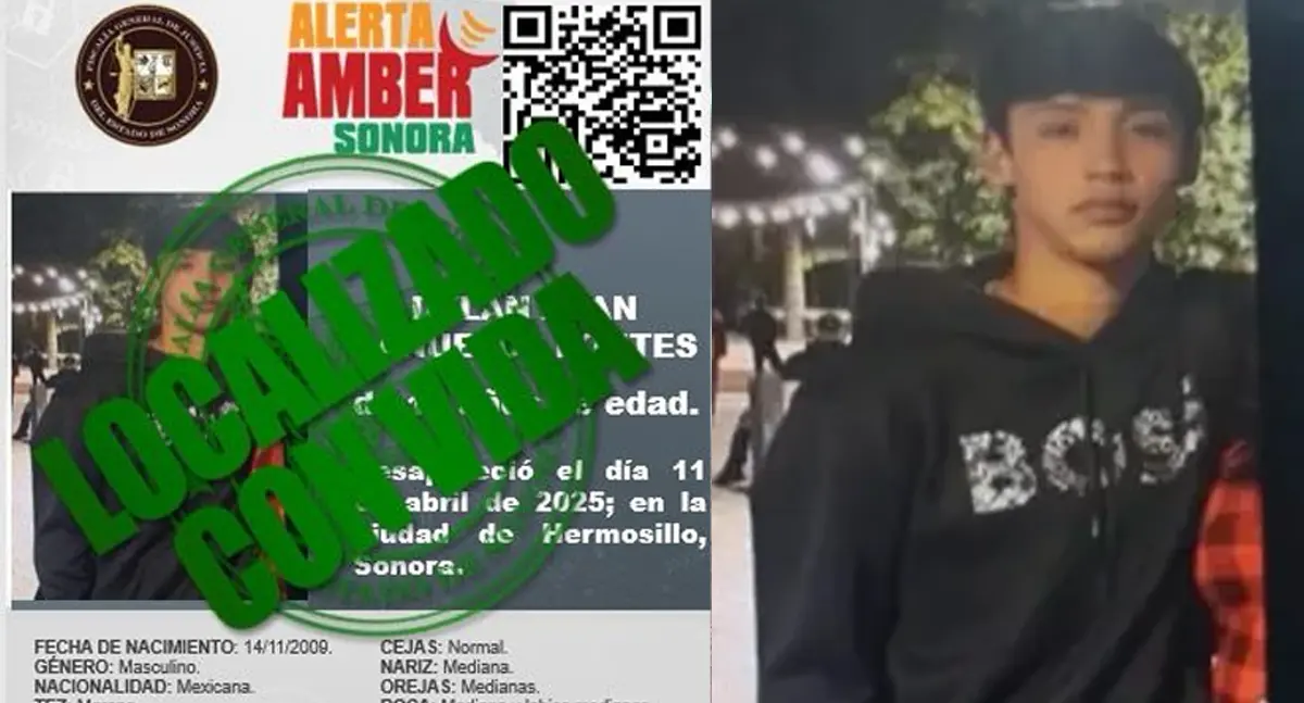 Localizan con vida a menor reportado como desaparecido en Hermosillo