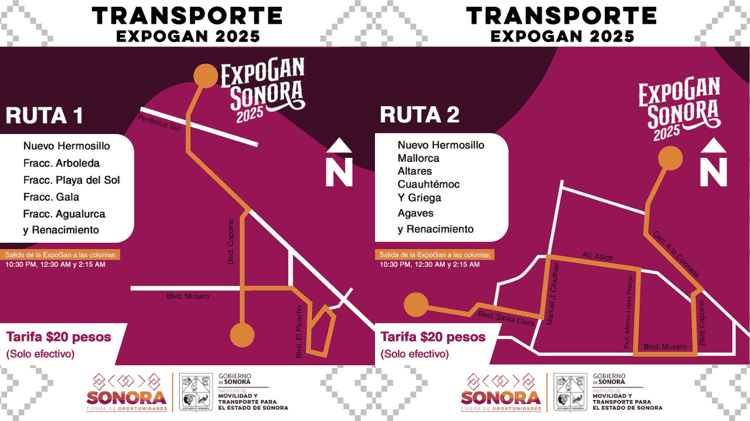 Ofrecerán transporte público en horario especial nocturno durante la ExpoGan