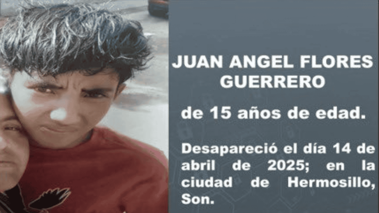Activan Alerta Amber para Juan Ángel, menor de 15 años desaparecido en Hermosillo