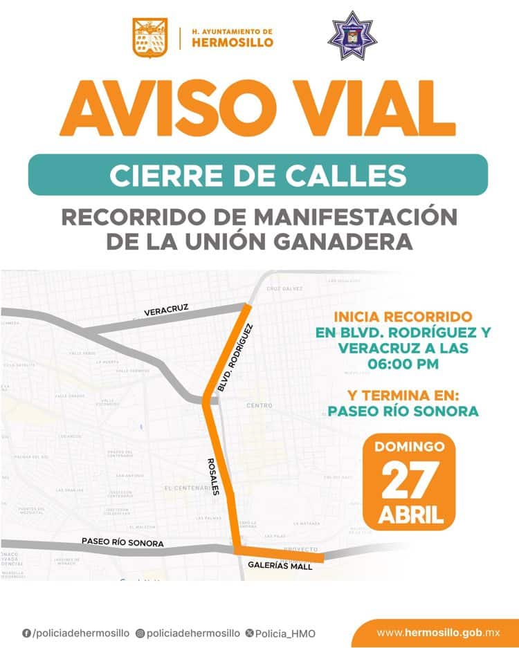 Estos serán los cierres viales por la manifestación de la ExpoGan 2025