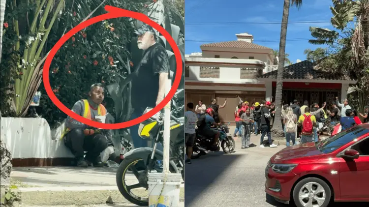 Un hombre corrió a trabajadores que comían en la banqueta y desató indignación. (Foto: Cortesía)