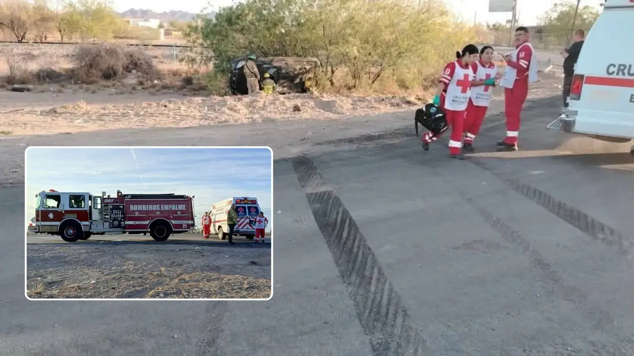 Aparatoso accidente en Empalme deja daños materiales; pasajeros abandonan unidad