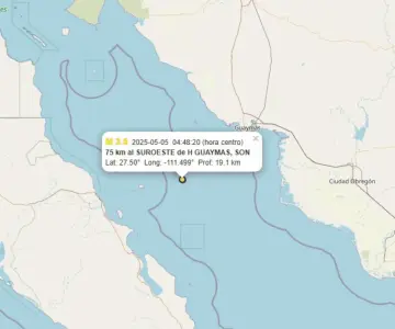 Sismo de magnitud 3.5 se registra al suroeste de Guaymas