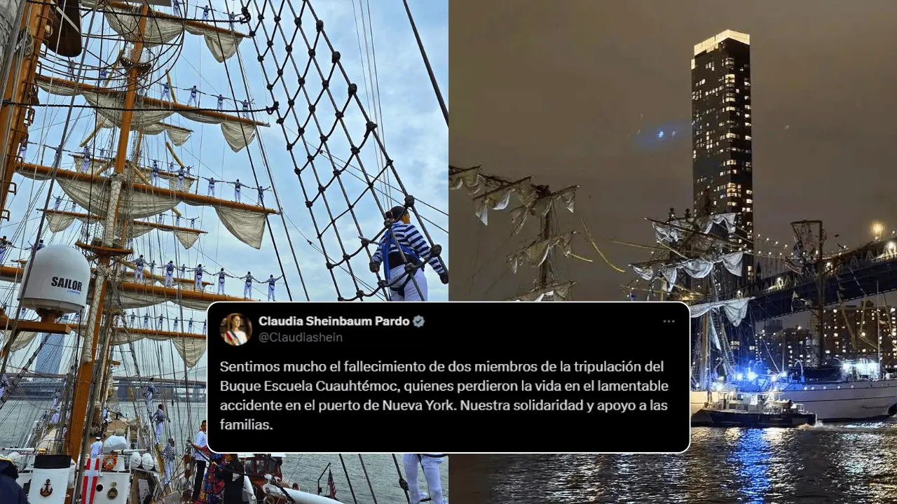 Confirman fallecidos por choque del buque Cuauhtémoc de Semar en Nueva York