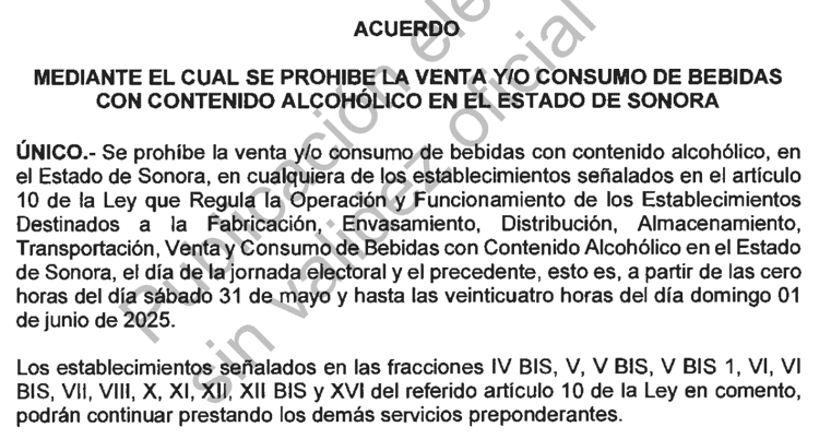 Habrá ley seca en Sonora por elección del Poder Judicial